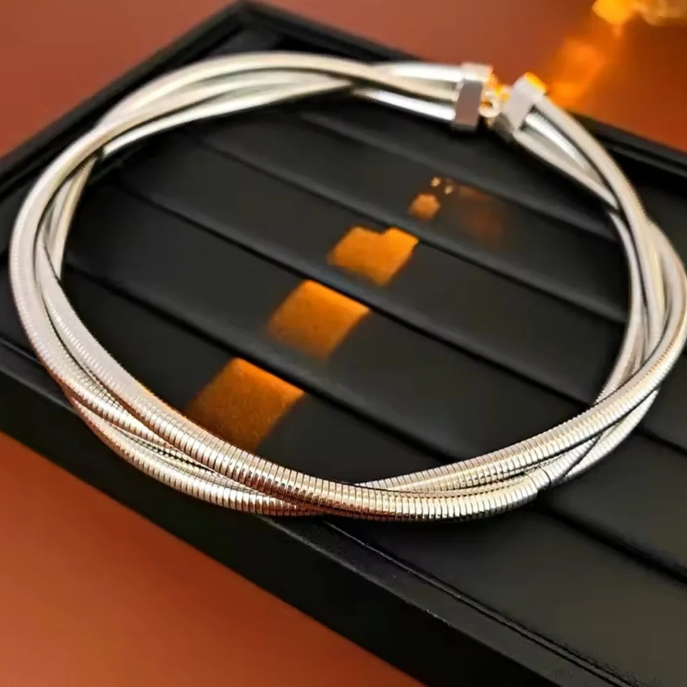 Silver Multi-Layer Necklace | Modern Minimal - Picture 1 of 5